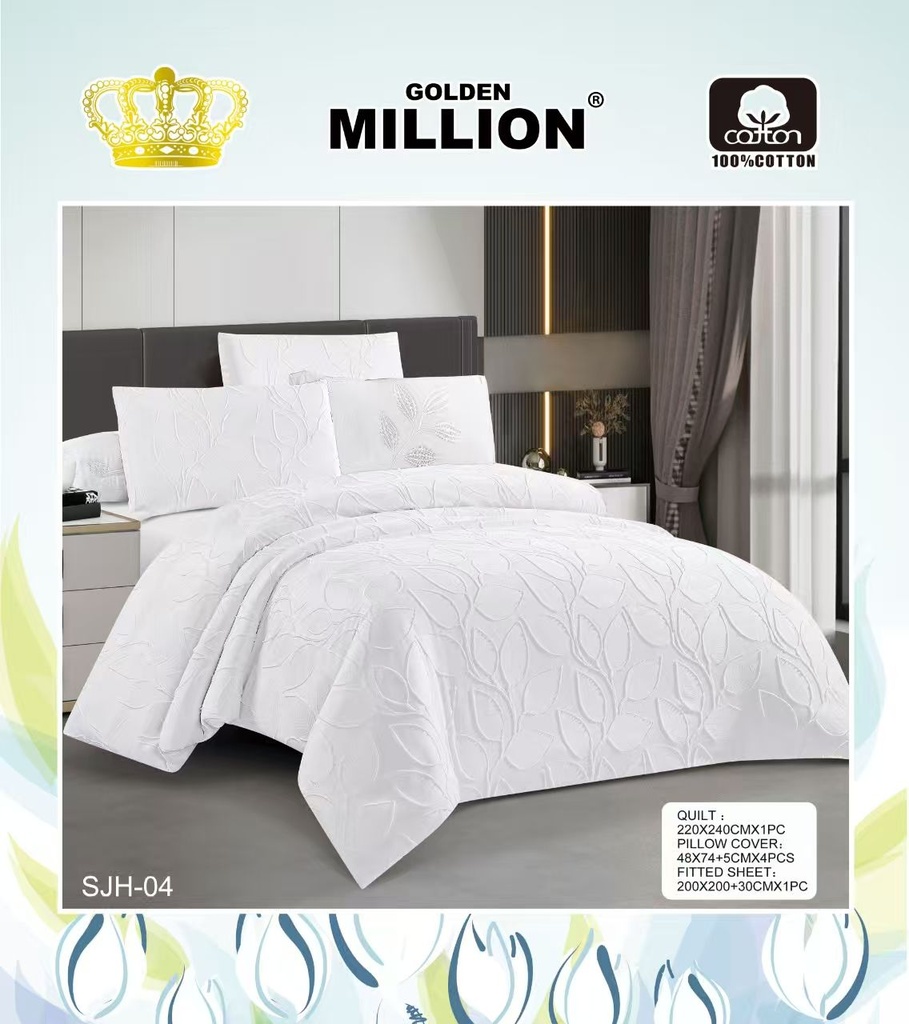 duvet-set-tufted-leaf-white-golden-million-sjh04