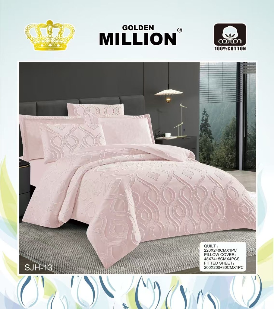 duvet-set-tufted-wave-pink-golden-million-sjh13