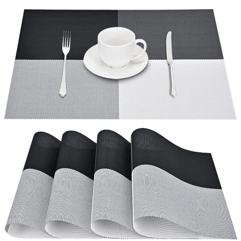 table-placemat-pvc-rect-ginkgo-black-white