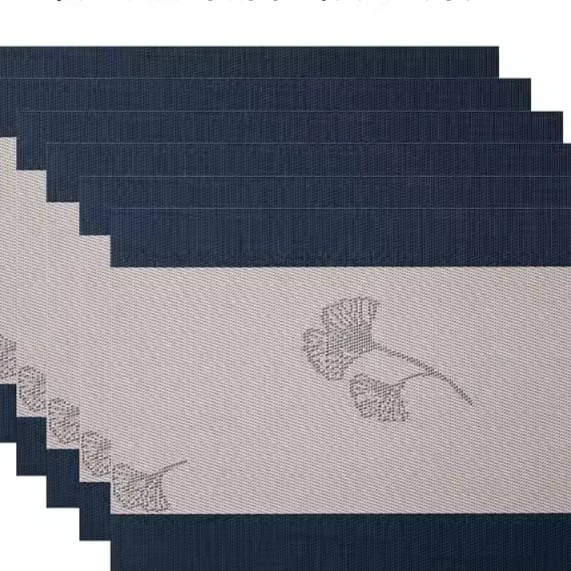 table-placemat-pvc-rect-ginkgo-navy-6pcs