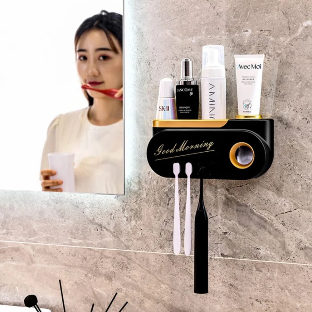 Luxury Toothpaste dispenser and toothbrush holder