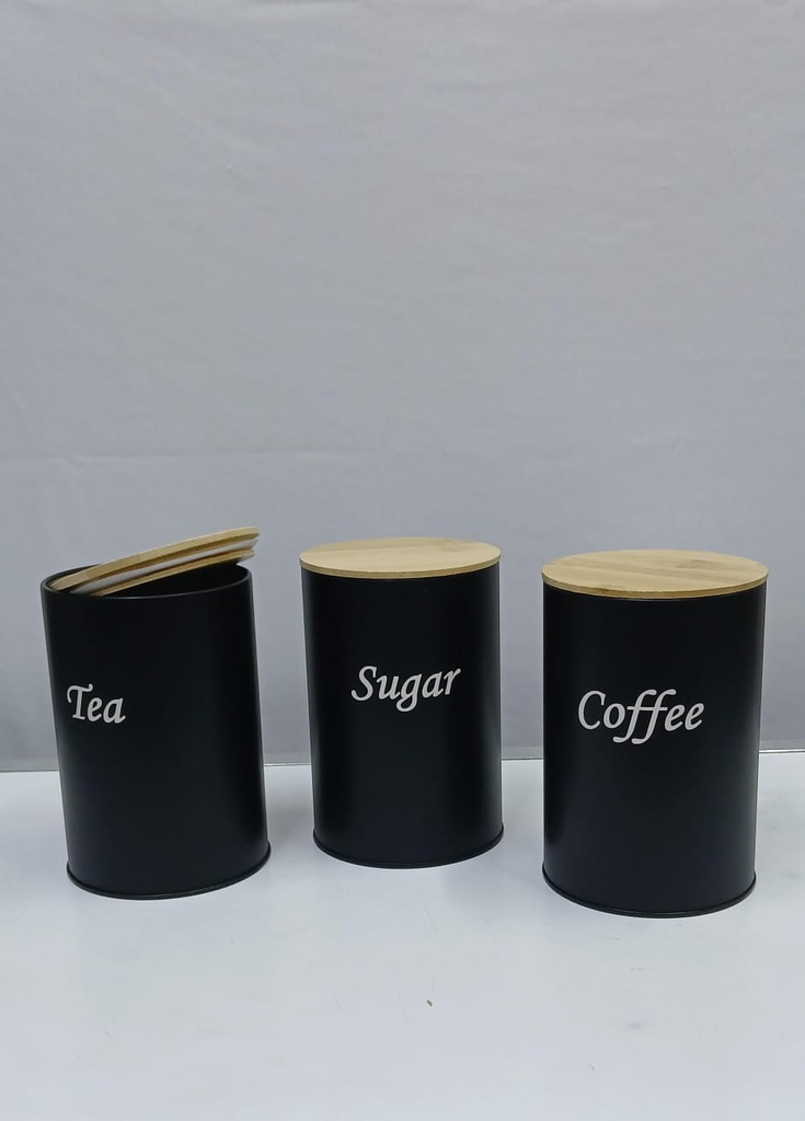 3pcs Tea Sugar Coffee Canister Set (Black)