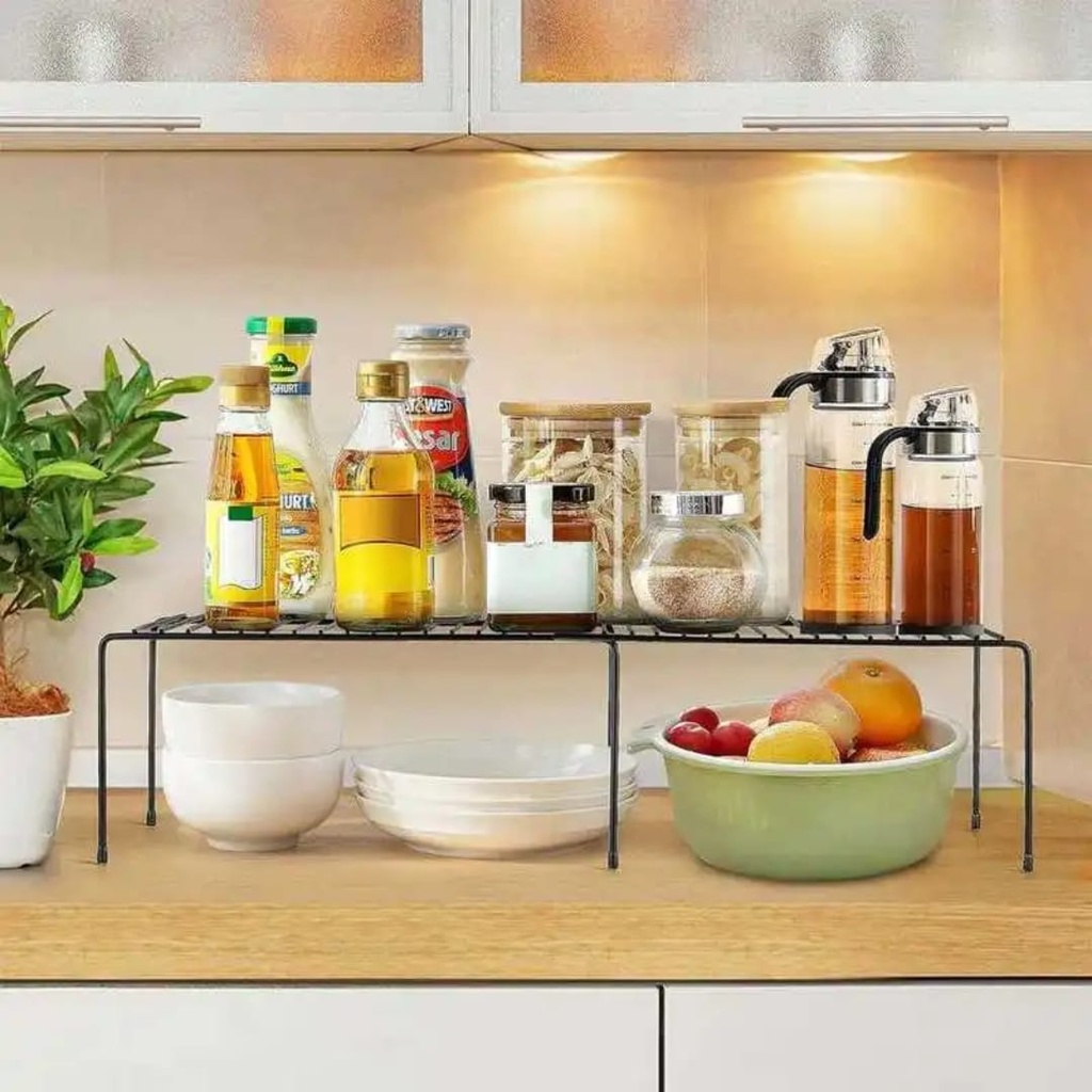 Expandable Kitchen Shelf Storage Rack (Black)