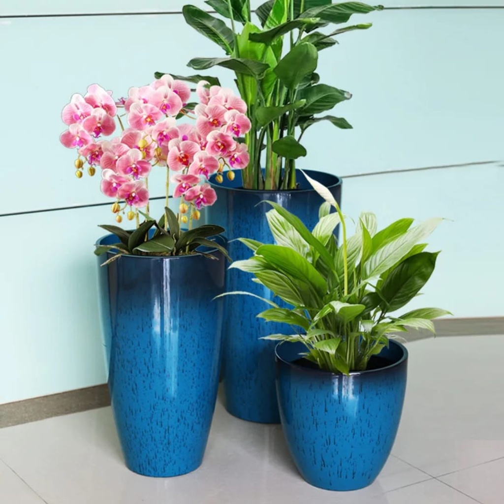 Resin Imitation-Ceramic Planter (Blue)